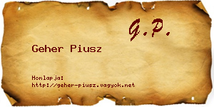 Geher Piusz névjegykártya